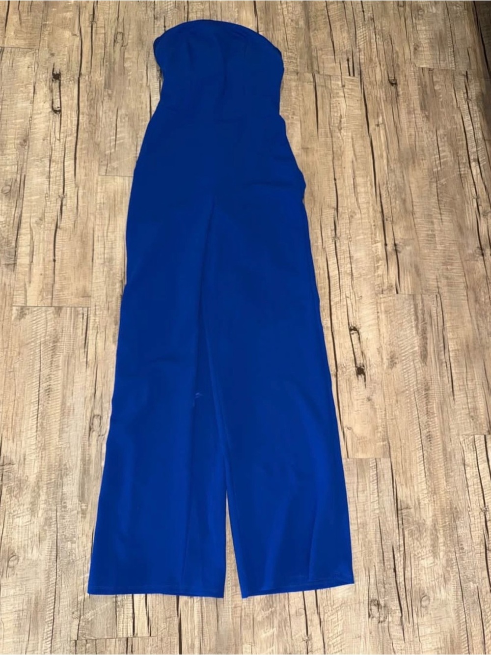 Strapless Cobalt Blue Wide-Leg Jumpsuit